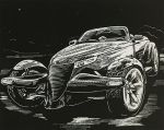 Спортивный автомобиль (гравюра черно-белая)  LORI