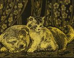 Котенок и щенок (гравюра с эффектом золота)  LORI