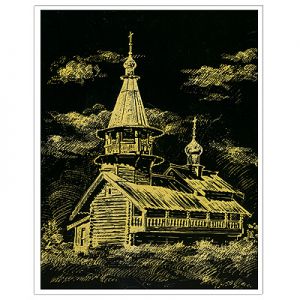 Деревянная церковь (гравюра с эффектом золота)  LORI