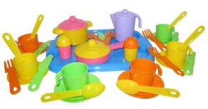 Набор детской посуды "Настенька" с подносом на 6 персон ― Avokado-toys.ru